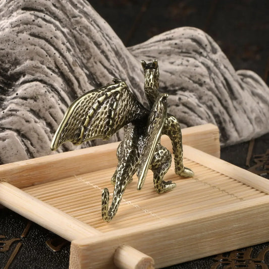 European Style Brass Dragon Desk Decoration โ Mighty Mythological Creature Metal Figure for Living Room