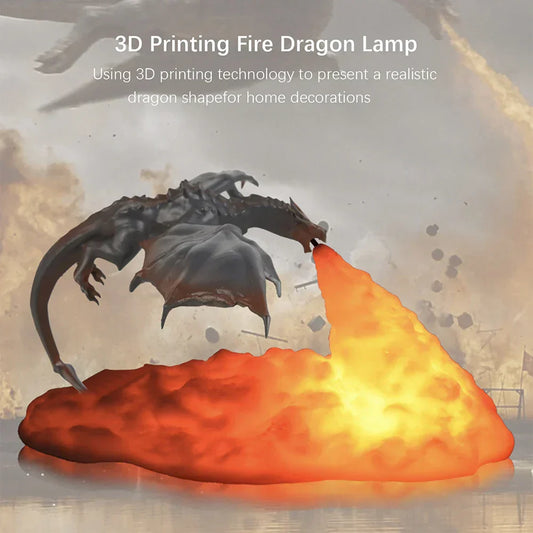 3D Printed Fire Dragon LED Lamp โ USB Rechargeable Light for Gaming, Camping & Kids' Gifts