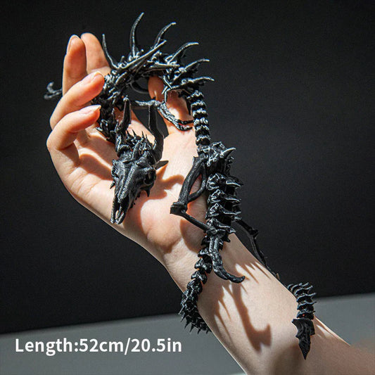 3D Printed Dragon Skeleton Model โ Movable Joint Desktop Ornament & Creative Home Decor Toy