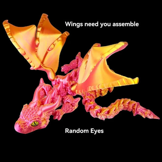 1PC 3D Printed Winged Carriage Dragon Figurine โ Art Deco Resin Sculpture with Random Eyes | Tabletop Animal Theme Decor