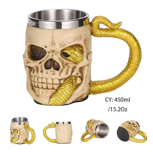 Medieval Dragon Resin & Stainless Steel Beer Mug
