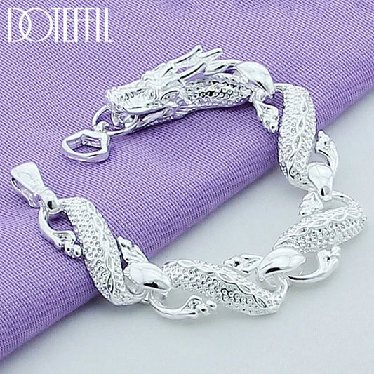 DOTEFFIL 925 Sterling Silver Dragon Cuff Bracelet – Unisex Charm Jewelry for Wedding, Engagement & Parties